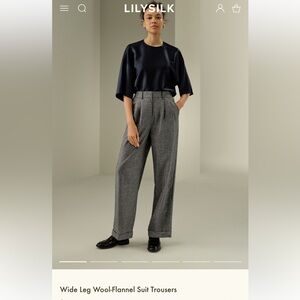 LILYSILK wide-leg wool flannel suit trouser size US12